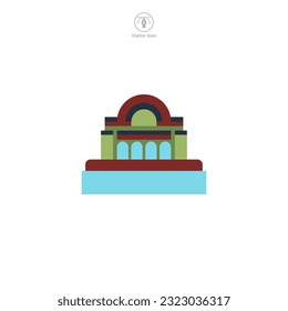 Dam icon vector shows a stylized water barrier, signifying hydroelectric power, water management, engineering, environment, and infrastructure