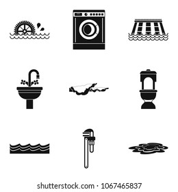 Dam icons set. Simple set of 9 dam vector icons for web isolated on white background