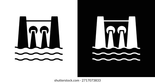 Diseño de silueta de Vector de iconos de presa. Ilustración de Diseño gráfico plano de Vector.