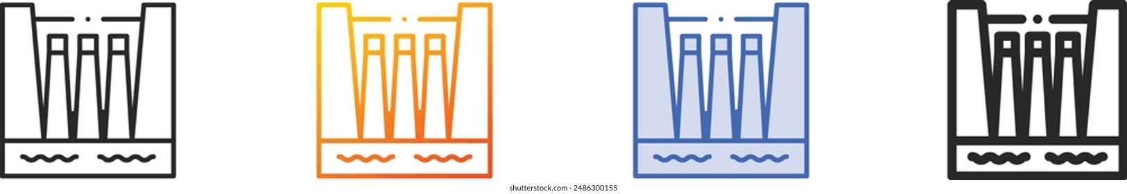 dam icon.Thin Linear, Gradient, Blue Stroke and bold Style Design Isolated On White Background