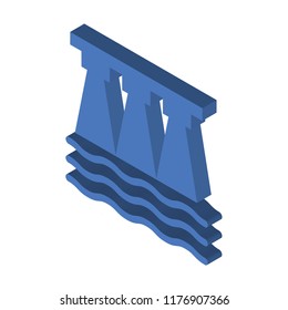 Dam isometric left top view 3D icon