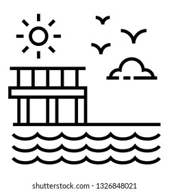 Dam line icon vector