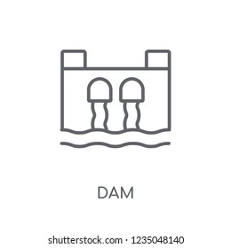 Dam linear icon. Modern outline Dam logo concept on white background from Ecology collection. Suitable for use on web apps, mobile apps and print media.