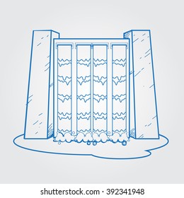Dam logo. Outline drawing.