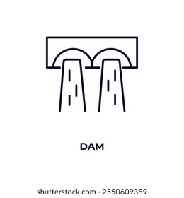 dam outline icon. Linear vector from ecology concept. Thin line dam icon isolated on white background