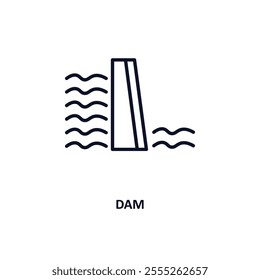 dam outline icon.  Thin line icon from ecology collection. Editable vector isolated on white background