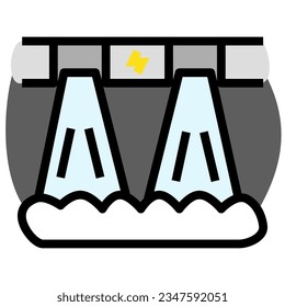 The dam power icon depicts a dam with flowing water and turbines. It symbolizes hydroelectric energy generation, sustainability