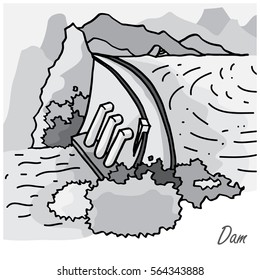 dam power plant  cute vector