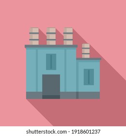 Icono de fábrica de reciclaje de represas. Ilustración plana del icono vectorial de la fábrica de reciclado de presas para el diseño web