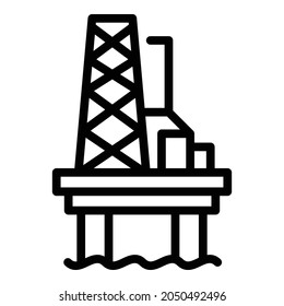 Dam sea drilling rig icon. Outline dam sea drilling rig vector icon for web design isolated on white background