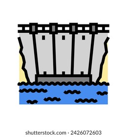 dam structure hydroelectric power color icon vector. dam structure hydroelectric power sign. isolated symbol illustration