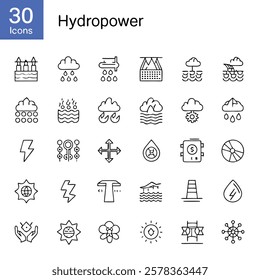 A dam structure symbol, representing hydroelectric dams that store water and regulate its flow to generate electricity. This icon is commonly used to depict large-scale hydropower facilities, such as 