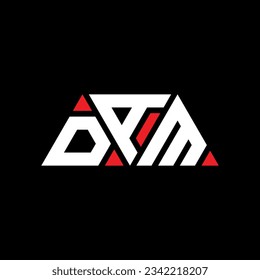 DAM triangle letter logo design with triangle shape. DAM triangle logo design monogram. DAM triangle vector logo template with red color. DAM triangular logo Simple, Elegant, and Luxurious design.