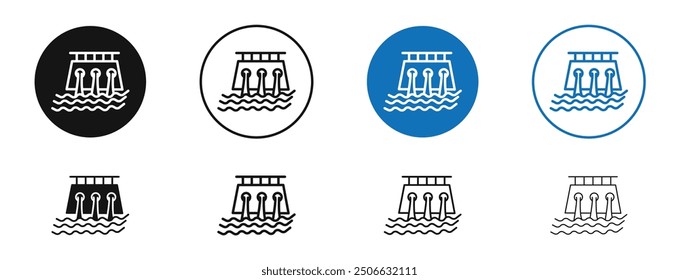 Dam vector icon in black and blue colors