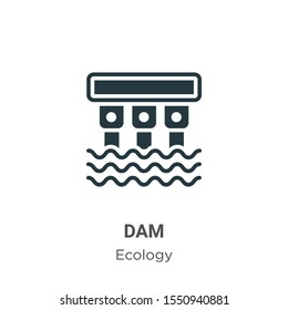 Dam vector icon on white background. Flat vector dam icon symbol sign from modern ecology collection for mobile concept and web apps design.