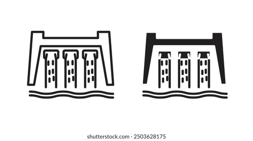 Dam vector icon in solid and outline style