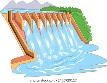 Dam vector illustration in an isolate background