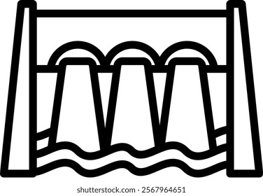 Dam Vector Lineal Icon On White Background.