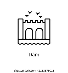 Dam vector Outline Icon Design illustration on White background. EPS 10 File 