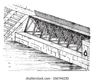 Dam, vintage engraved illustration. Dictionary of words and things - Larive and Fleury - 1895.
