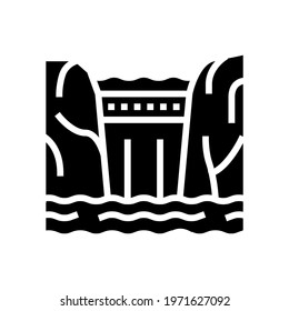 dam water glyph icon vector. dam water sign. isolated contour symbol black illustration