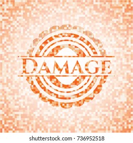 Damage abstract orange mosaic emblem