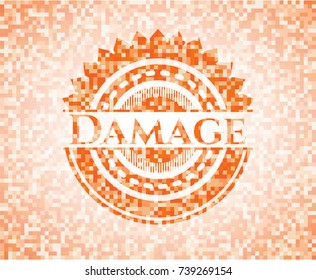 Damage abstract orange mosaic emblem