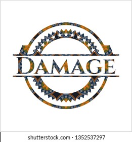 Damage arabesque style emblem. arabic decoration.