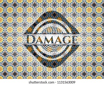 Damage arabic style emblem. Arabesque decoration.