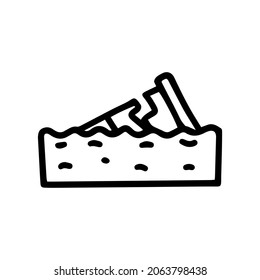 damage barrel in water line vector doodle simple icon