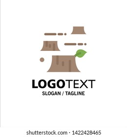 Damage, Deforestation, Destruction, Environment Business Logo Template. Flat Color