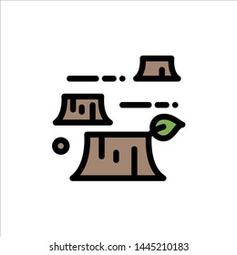 Damage, Deforestation, Destruction, Environment  Flat Color Icon. Vector icon banner Template