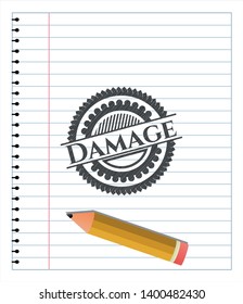 Damage drawn with pencil strokes. Vector Illustration. Detailed.