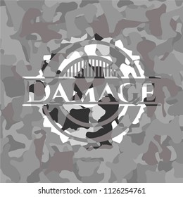 Damage on grey camouflaged texture