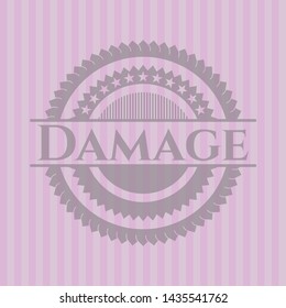 Damage pink emblem. Retro. Vector Illustration. Detailed.