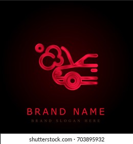 Damage red chromium metallic logo