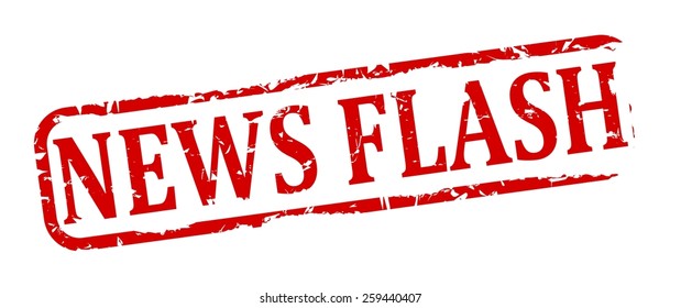 Damage to red oval stamp with the words - news flash - vector