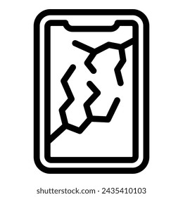 Damage resistant phone glass icon outline vector. Cellular fortified guard screen. Secured cellphone display