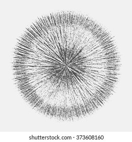 Damage round grunge shape silhouette. Circle halftone distressed grunge texture. Vector illustration