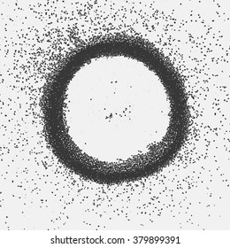 Damage round grunge shape silhouette. Circle halftone distressed grunge texture. Vector illustration