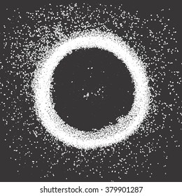 Damage round grunge shape silhouette. Circle halftone distressed grunge texture. Vector illustration