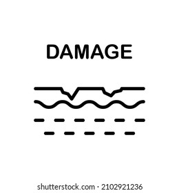 Damage Skin Dermatology Problem Line Icon. Injury Surface of Skin Linear Pictogram. Old Wrinkled Skin, Psoriasis, Eczema, Allergy Outline Icon. Editable Stroke. Isolated Vector Illustration. - Shutterstock ID 2102921236