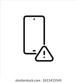 damage smartphone outline icon. warning black line illustration.