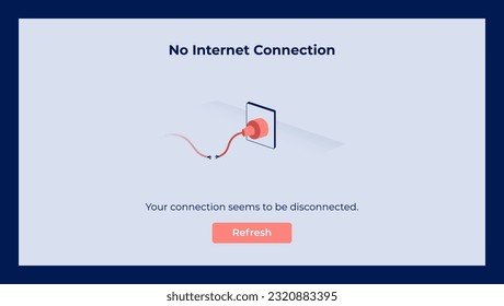 Damage wire illustration for No Internet Connection for website and mobile application. Empty states page template.