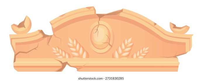 Beschädigte alte Steinfassade Dekoration Cartoon Illustration