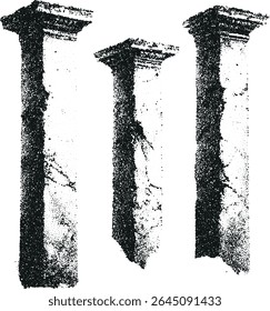 Damaged antique column with stipple effect