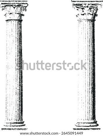 Damaged antique column with stipple effect