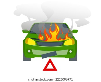 Damaged automobile on white background, illustration. Car crash