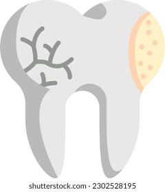 Diseño de ícono de color vectorial Dañado o Malo Diente, Símbolo Dentista, Señal de Salud, Ilustración del instrumento dental, Concepto de Dientes Gritos
