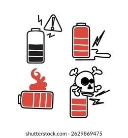 damaged battery icon doodle sketch